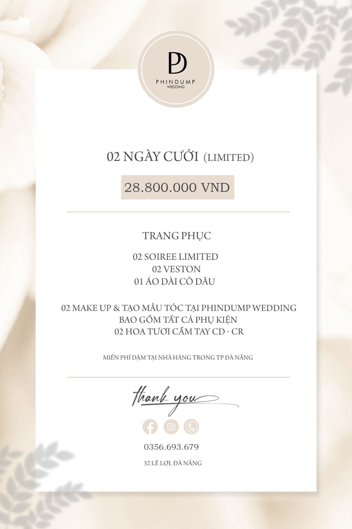 Gói 2 ngày cưới LIMITED - 28.800.000đ