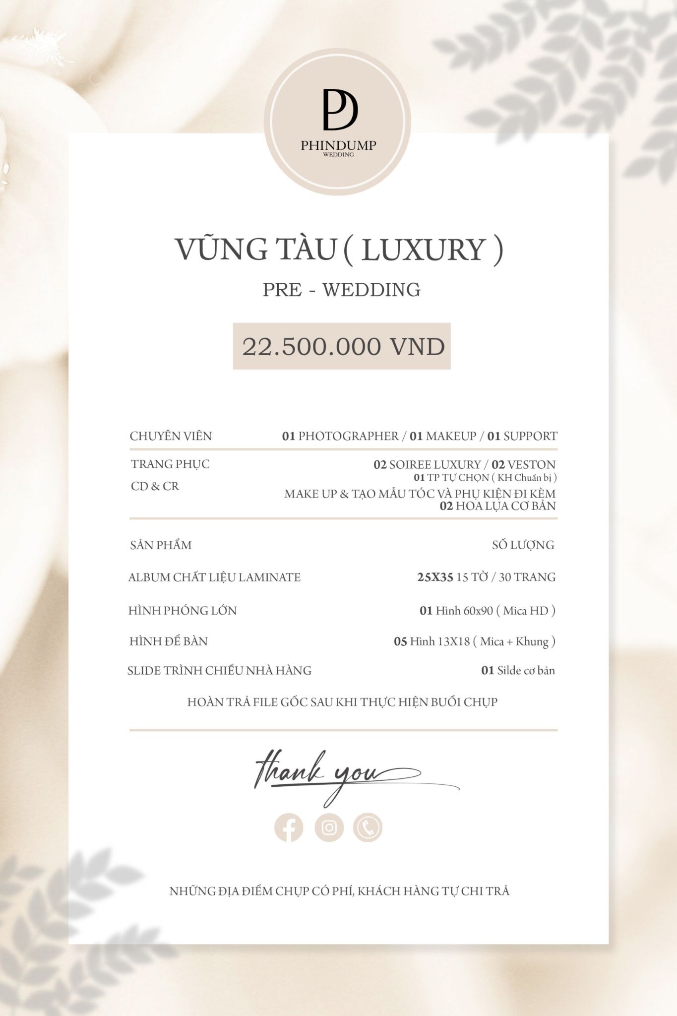 Gói Luxury 22.500.000 VND