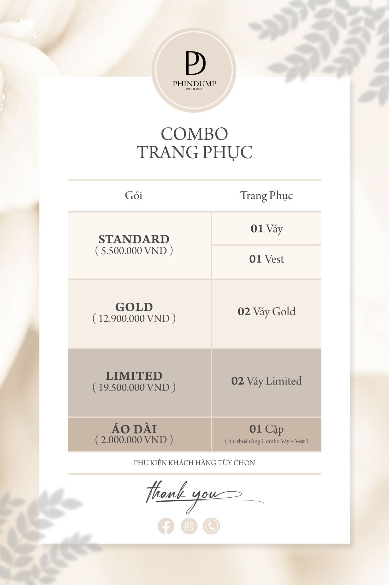 Combo trang phục