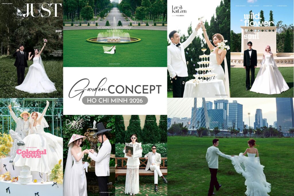 Top 6 concept chụp ảnh cưới sân vườn (Garden Concept) đẹp nhất của PhinDump Wedding Hồ Chí Minh 2026