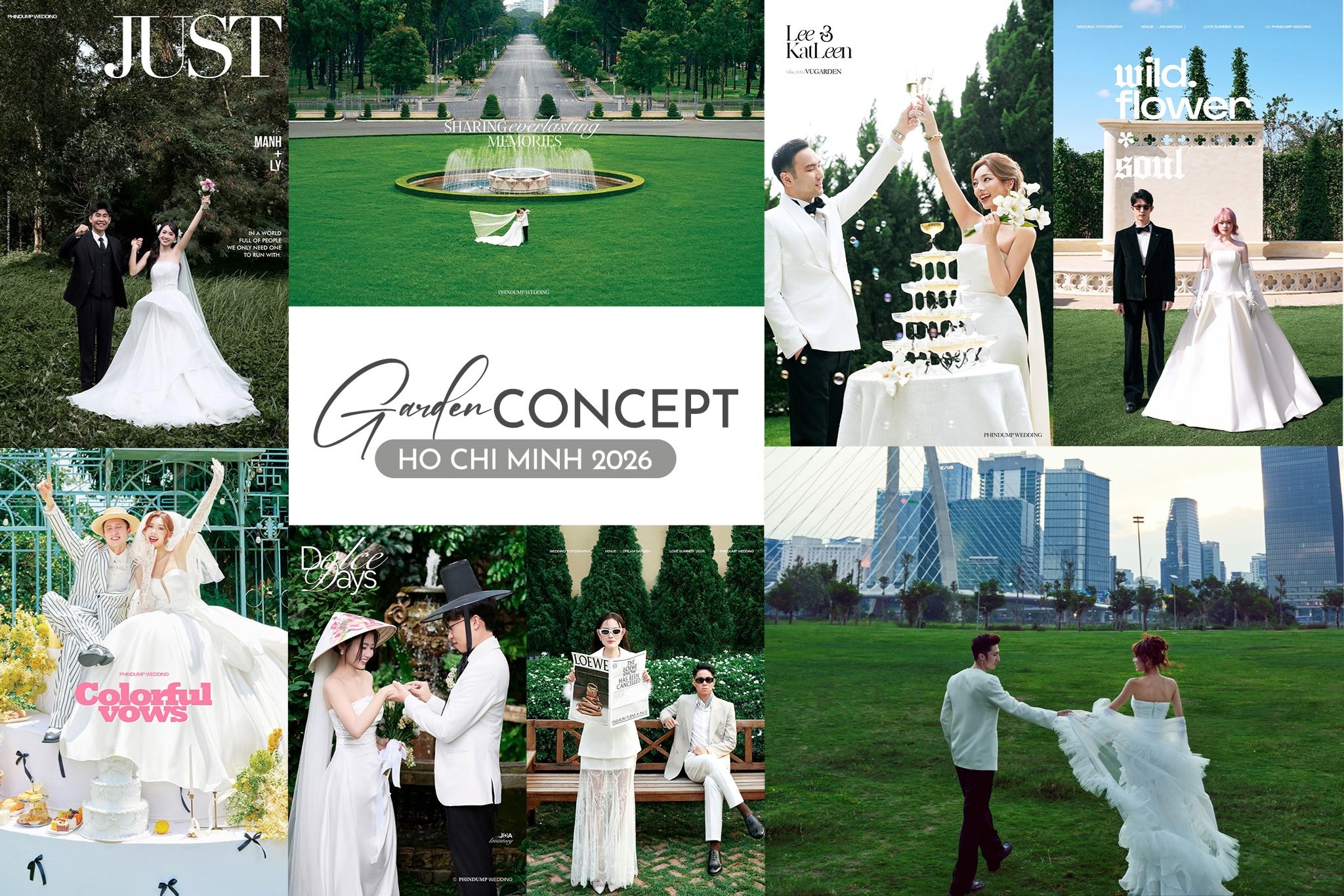 Top 6 concept chụp ảnh cưới sân vườn (Garden Concept) đẹp nhất của PhinDump Wedding Hồ Chí Minh 2026